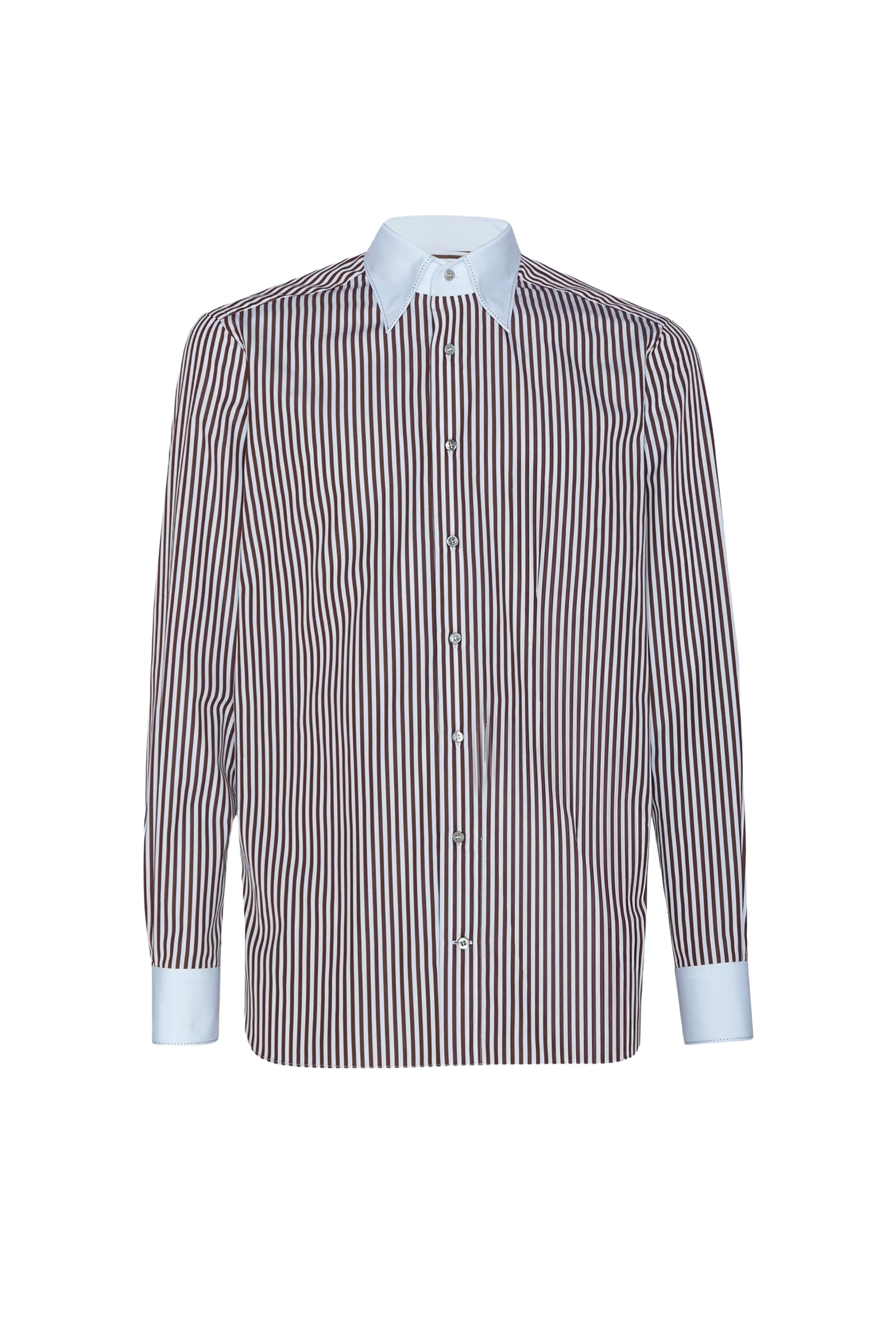 Chemise à rayures verticales - Blanc & Bordeaux
