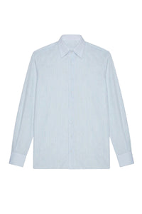 Chemise à rayures fines en soie mélangée - Bleu & Blanc