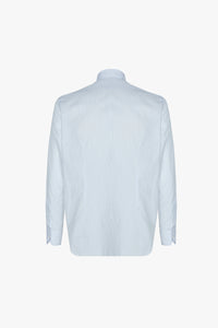 Chemise à rayures fines en soie mélangée - Bleu & Blanc