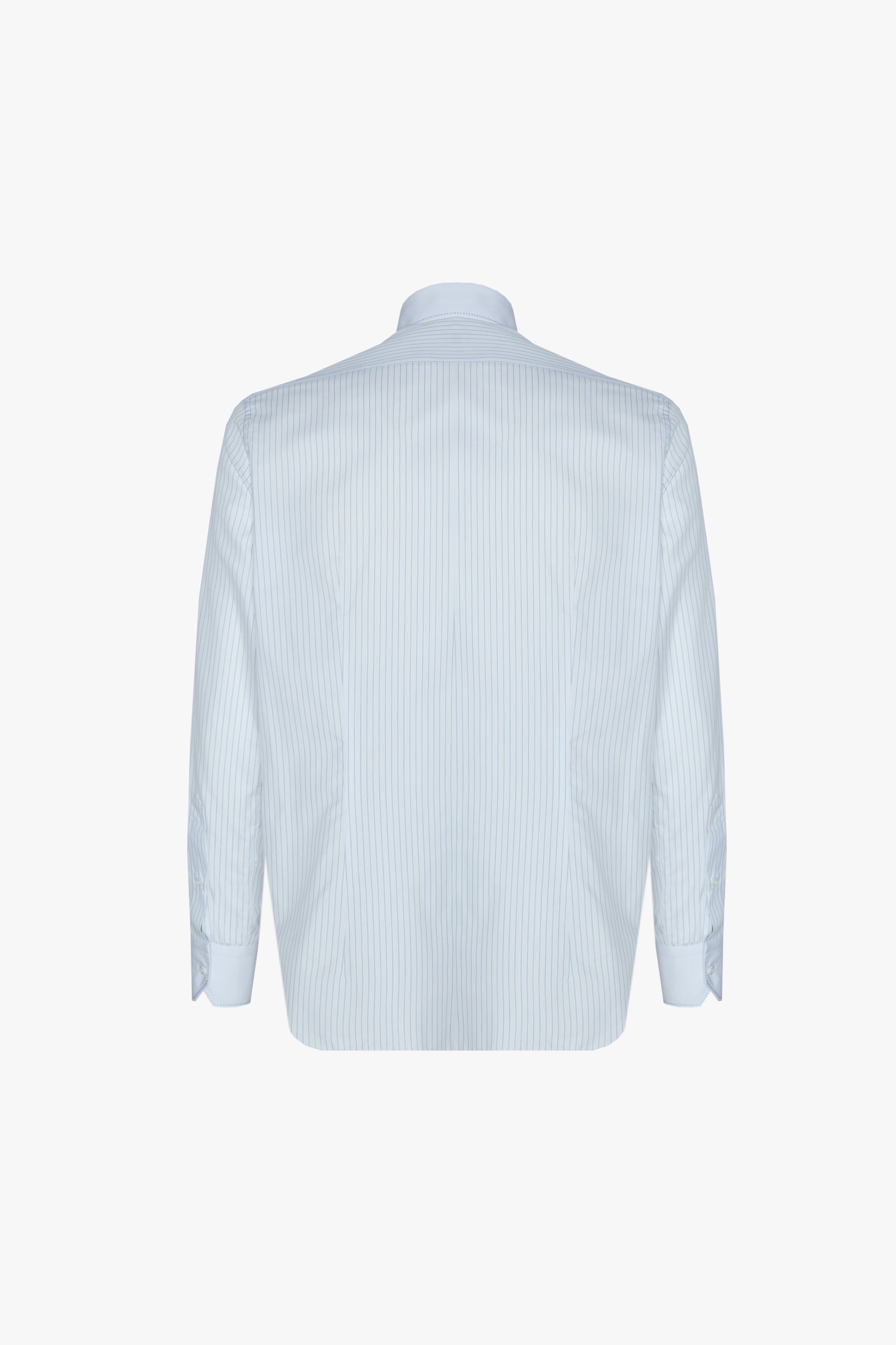 Chemise à rayures fines en soie mélangée - Bleu & Blanc