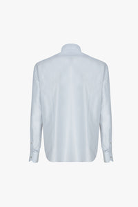 Chemise à texture verticale en soie mélangée - Bleu