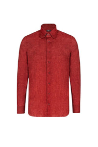 Chemise à manches longues chiné en lin - Rouge