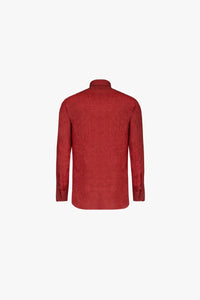 Mélange long-sleeved linen shirt - Red