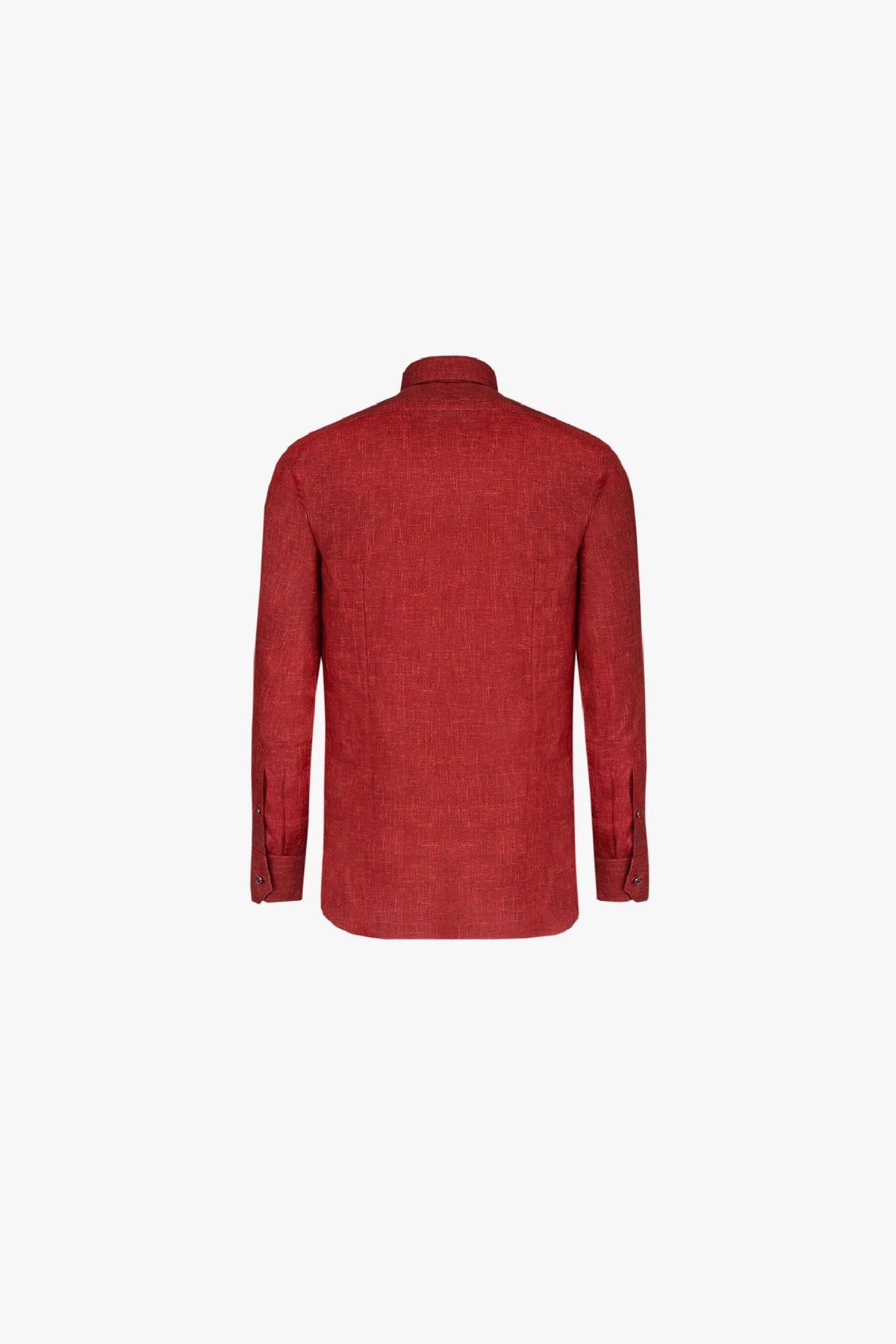 Mélange long-sleeved linen shirt - Red
