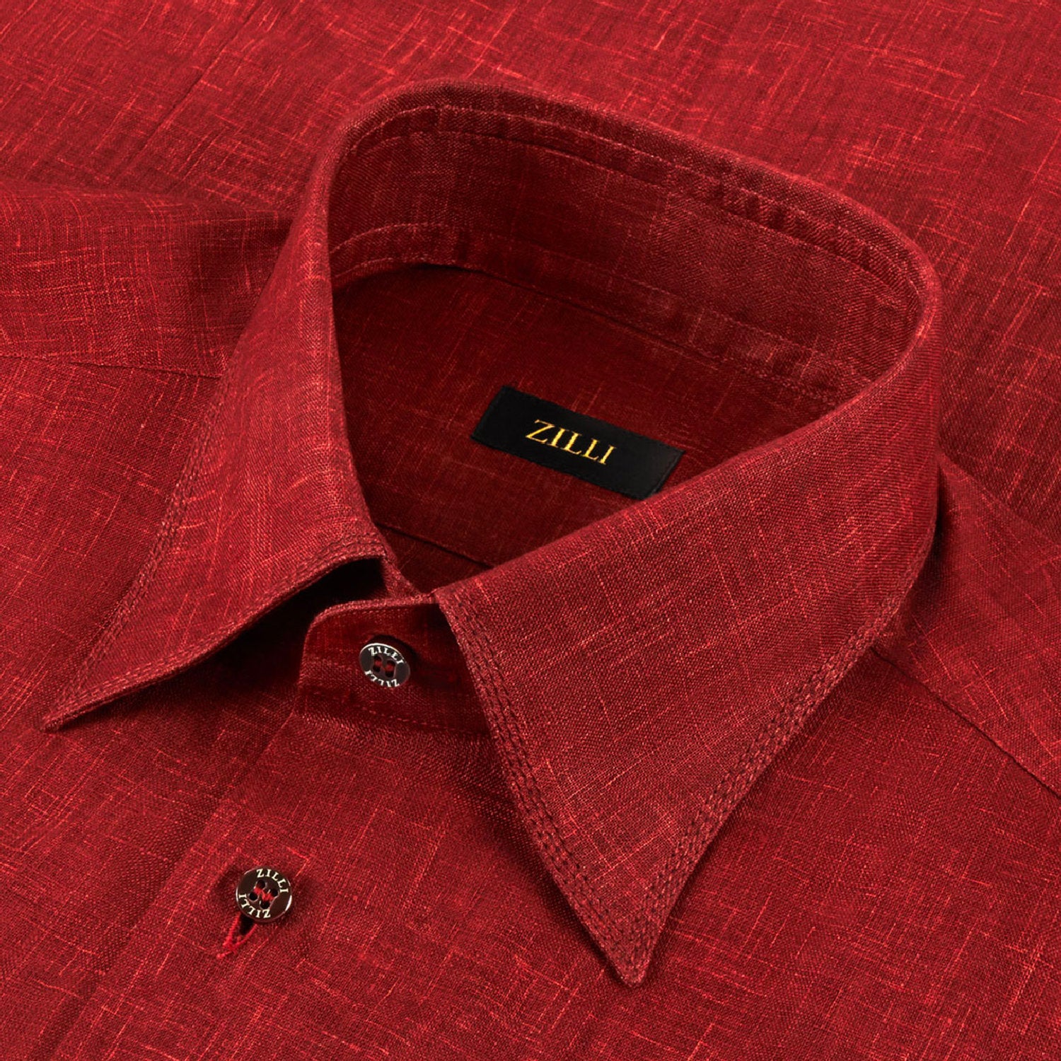 Chemise à manches longues chiné en lin - Rouge