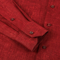 Chemise à manches longues chiné en lin - Rouge