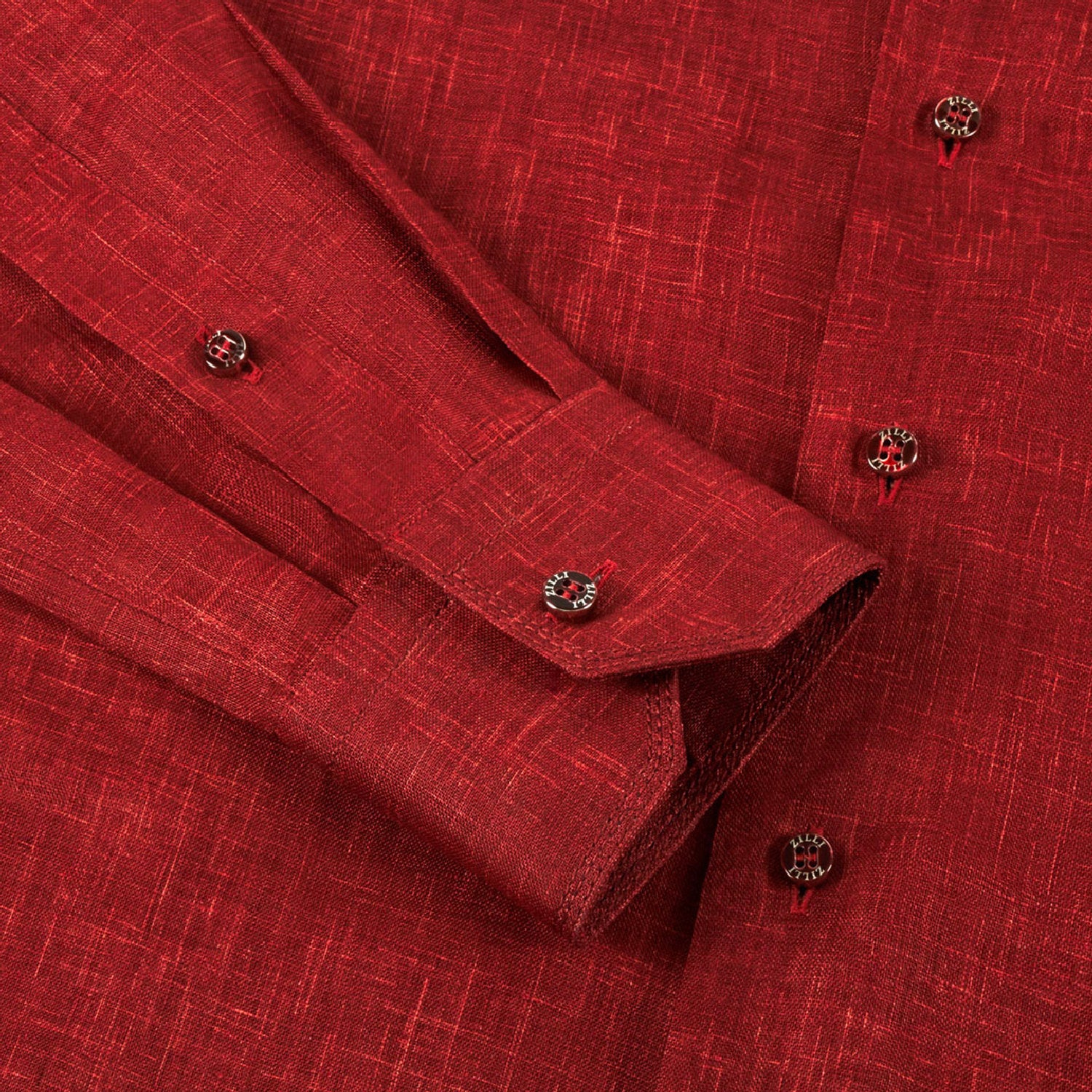 Chemise à manches longues chiné en lin - Rouge