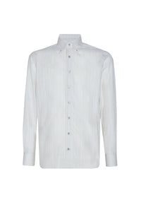 Chemise à fines rayures et col boutonné - Blanc