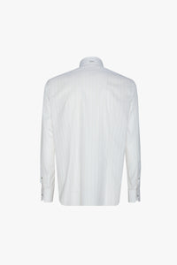 Chemise à fines rayures et col boutonné - Blanc