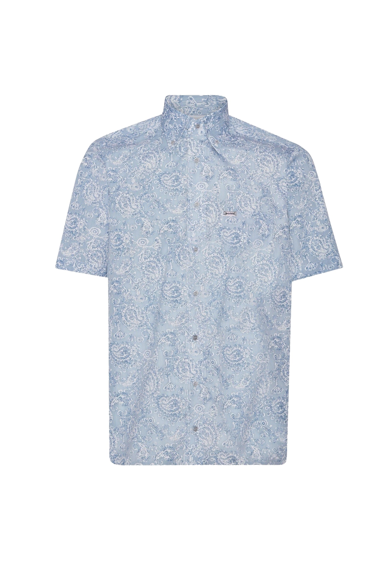 Chemise à motif rayé et cachemire - Bleu & Blanc