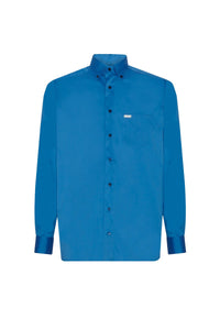 Chemise à col boutonné en lin - Bleu