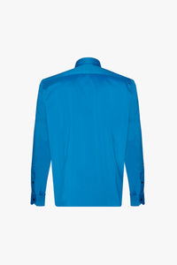 Chemise à col boutonné en lin - Bleu