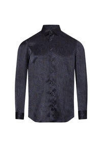 Chemise à motif cachemire en soie - Bleu