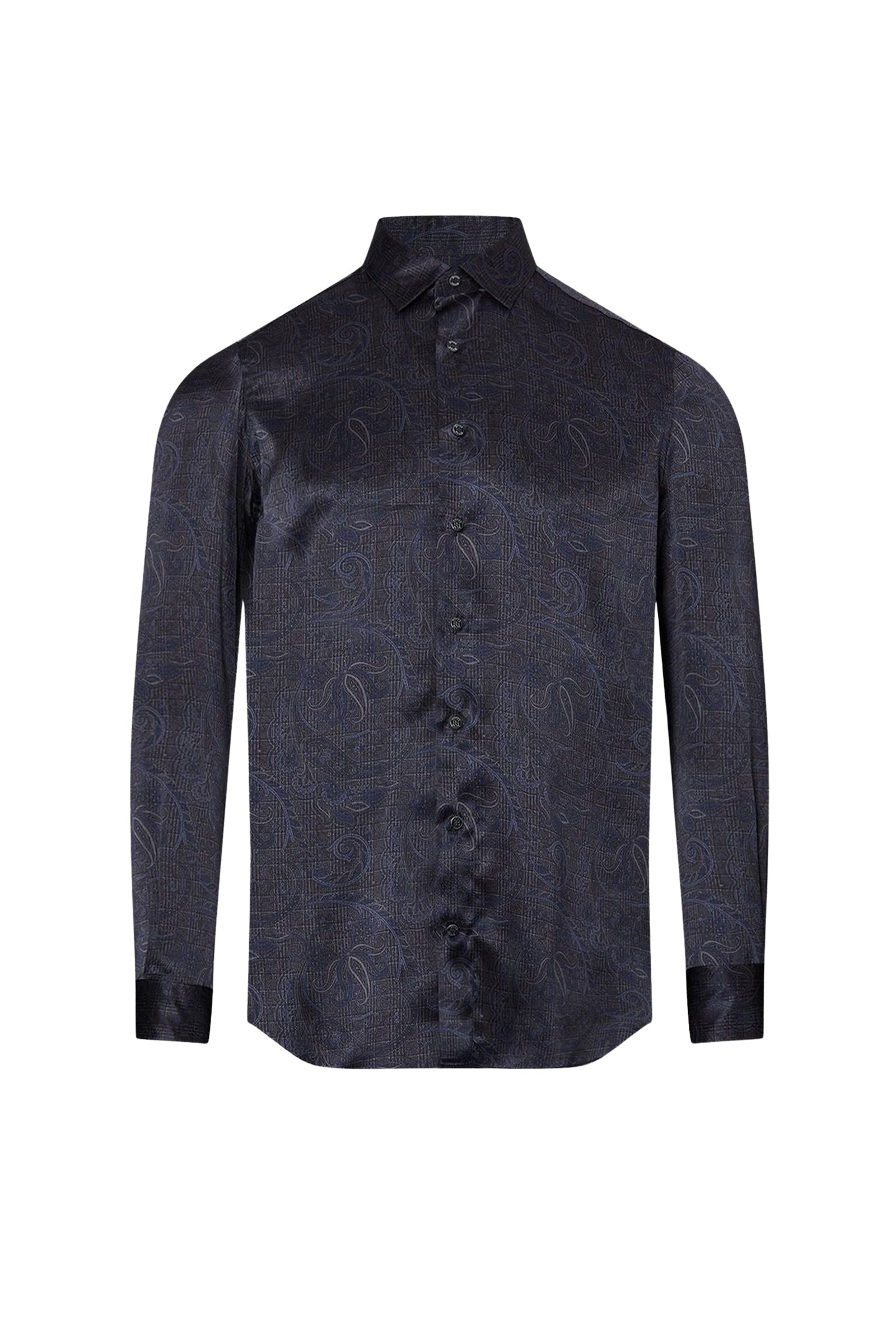 Chemise à motif cachemire en soie - Bleu