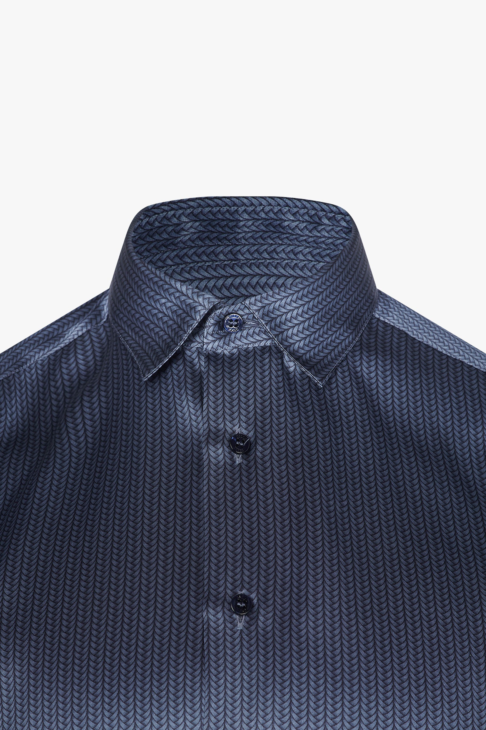 Chemise à motif tressé en soie - Bleu
