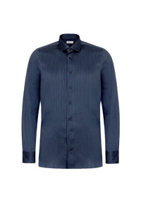 Chemise à motif tressé en soie - Bleu