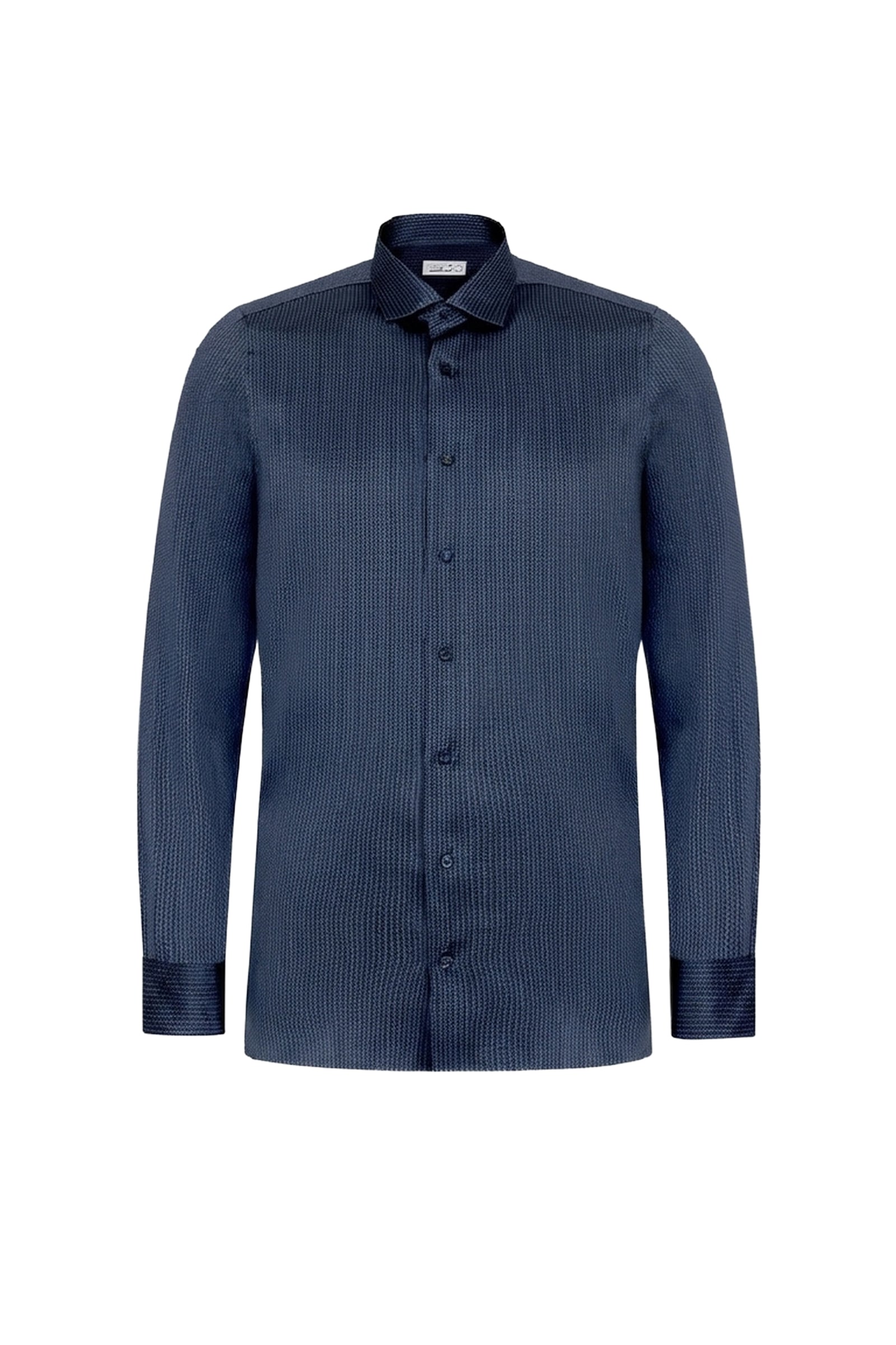 Chemise à motif tressé en soie - Bleu