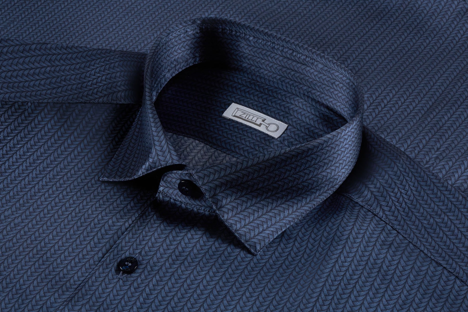 Chemise à motif tressé en soie - Bleu