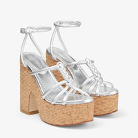 Sandales compensées Clare 130 en cuir - Silver