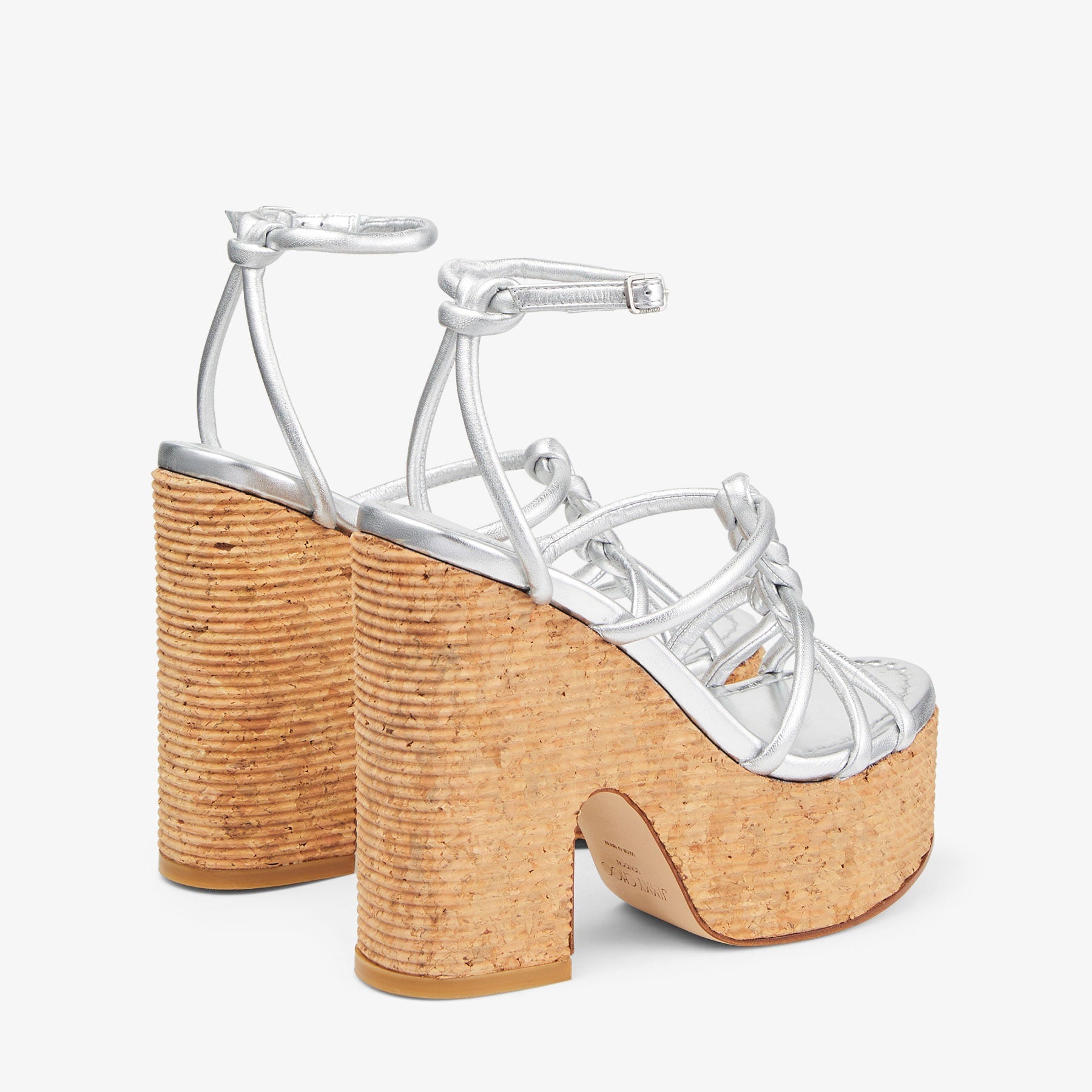 Sandales compensées Clare 130 en cuir - Silver