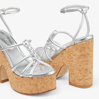 Sandales compensées Clare 130 en cuir - Silver