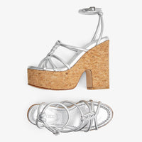 Sandales compensées Clare 130 en cuir - Silver