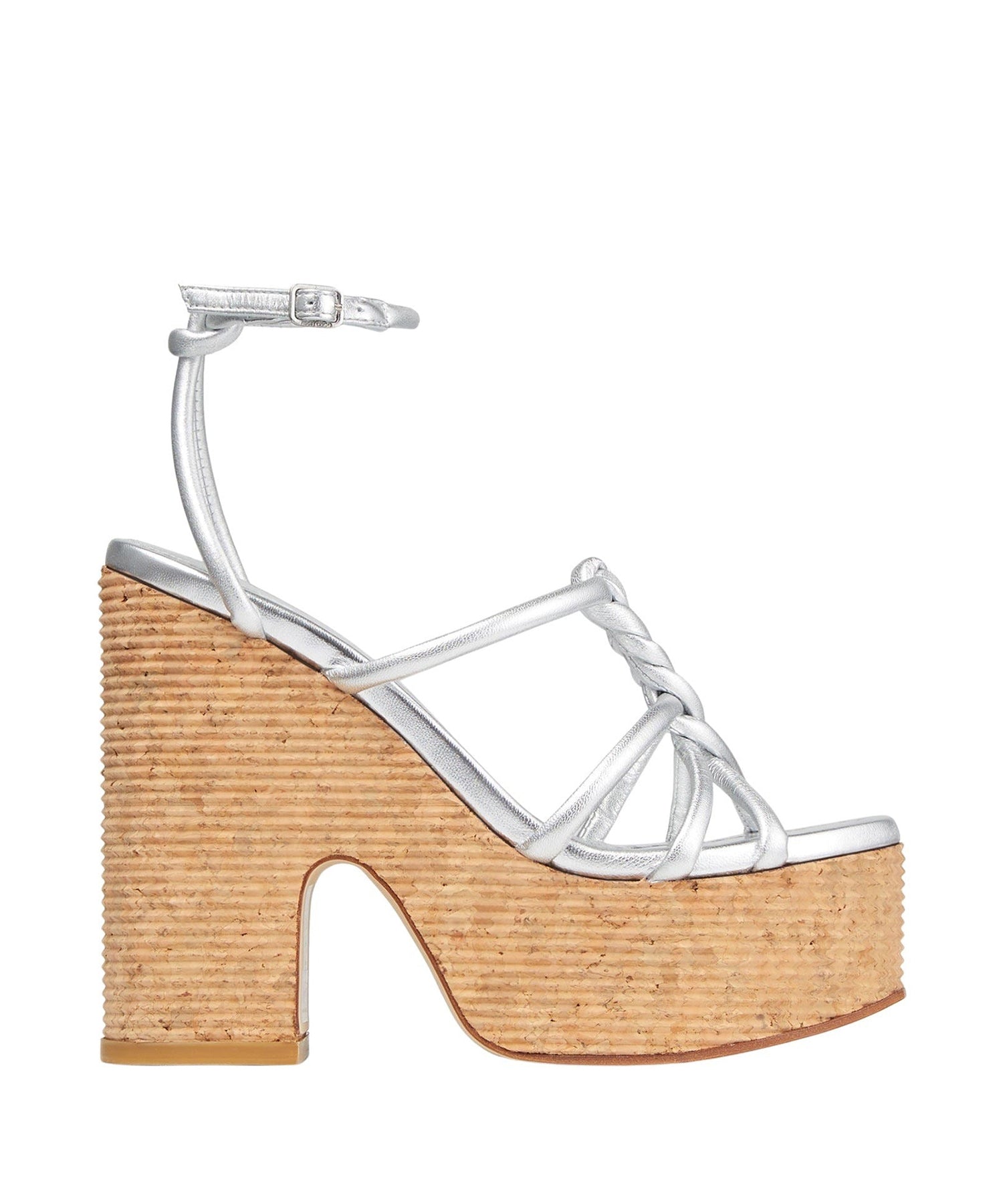 Sandales compensées Clare 130 en cuir - Silver