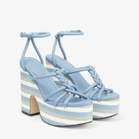 Sandales compensées Clare 130 en cuir - Smoky Blue