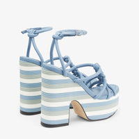 Sandales compensées Clare 130 en cuir - Smoky Blue