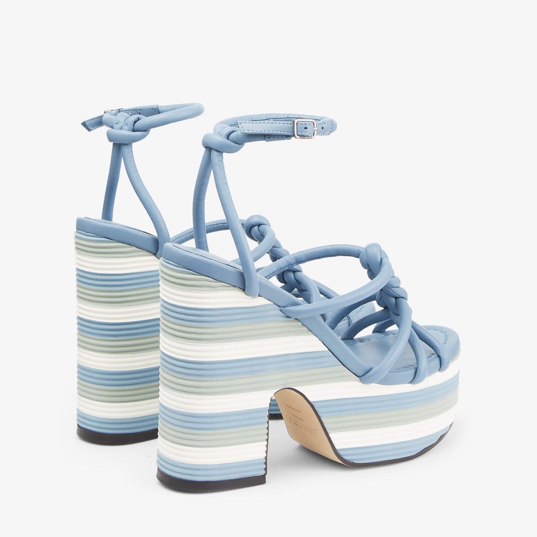 Sandales compensées Clare 130 en cuir - Smoky Blue
