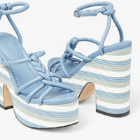 Sandales compensées Clare 130 en cuir - Smoky Blue