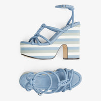 Sandales compensées Clare 130 en cuir - Smoky Blue