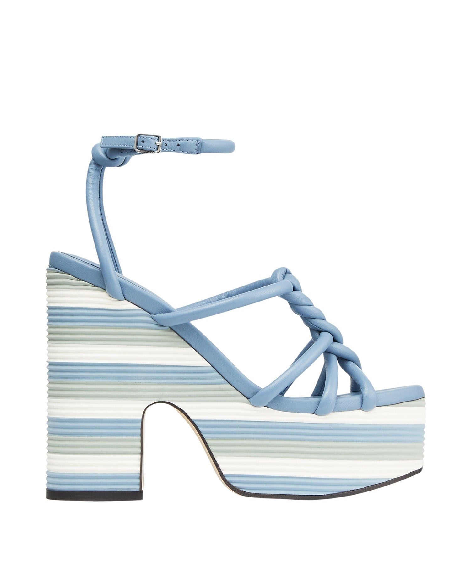 Sandales compensées Clare 130 en cuir - Smoky Blue