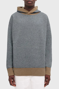 Sweat à capuche unisexe Claude en cachemire réversible - Camel & Gris Clair