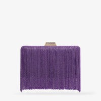 Pochette Clemmie en satin avec frange et chaîne - Cassis