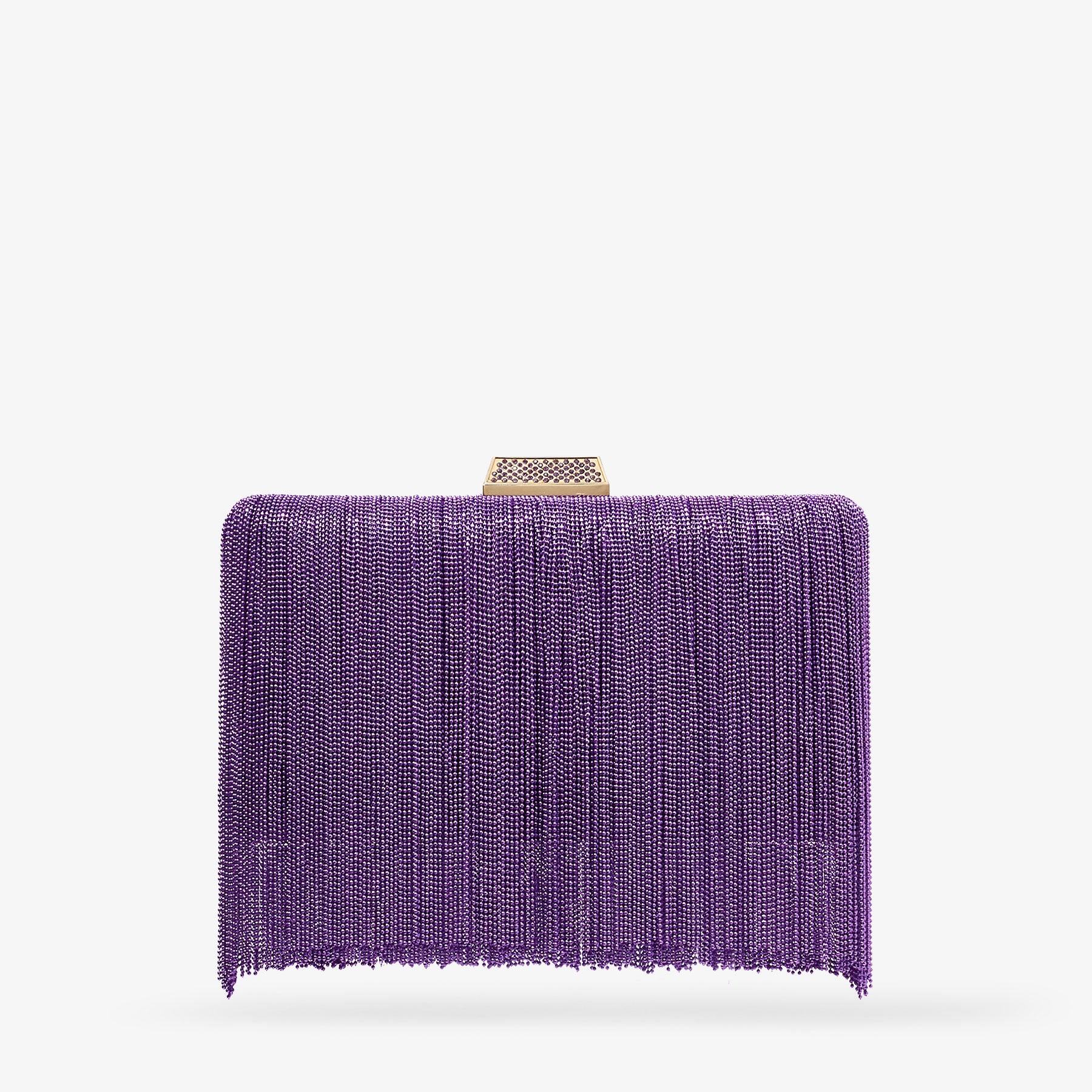 Pochette Clemmie en satin avec frange et chaîne - Cassis