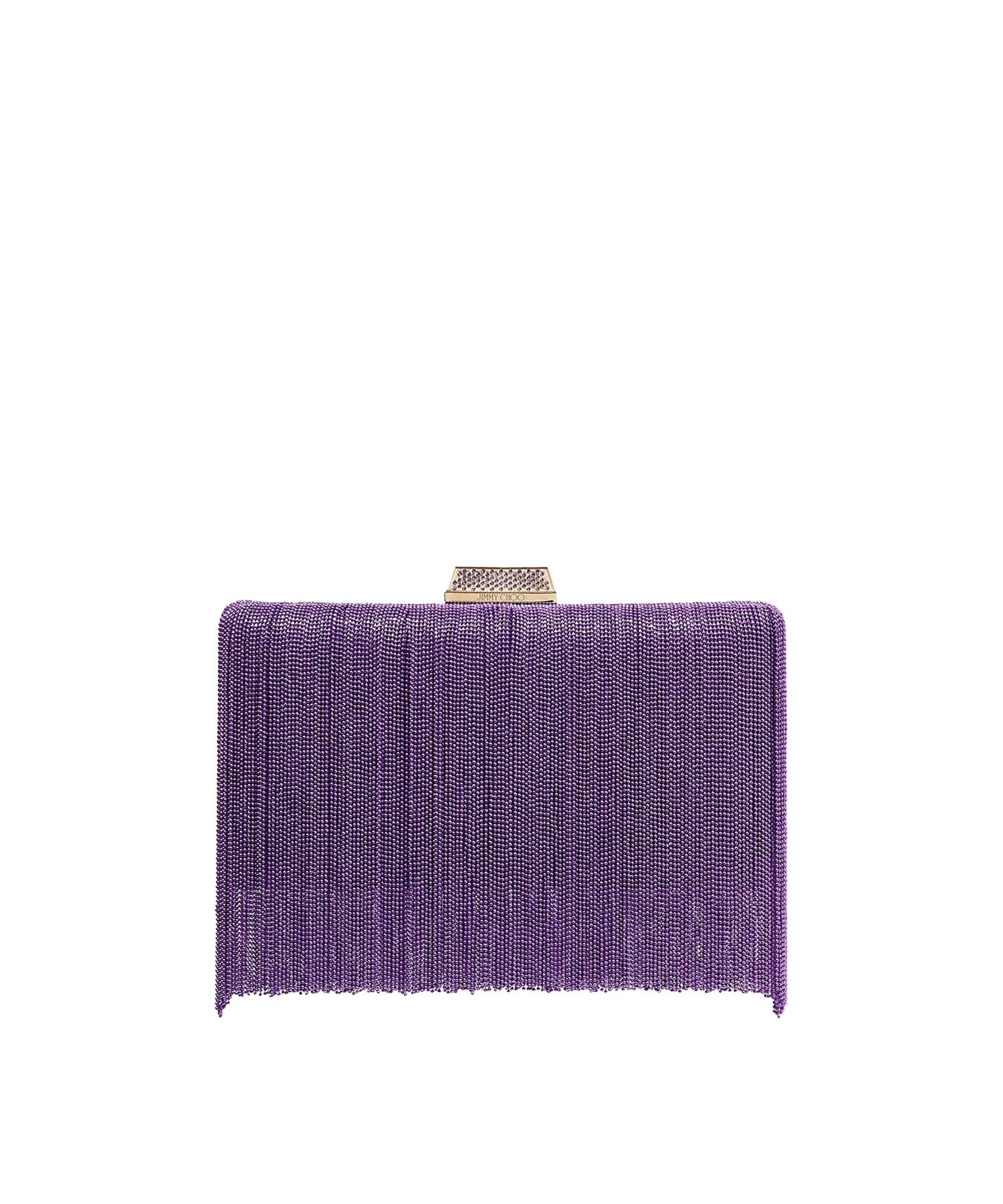 Pochette Clemmie en satin avec frange et chaîne - Cassis