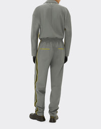 Coverall with leather zip - Grigio
