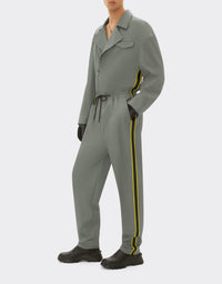 Coverall with leather zip - Grigio