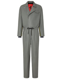 Coverall with leather zip - Grigio