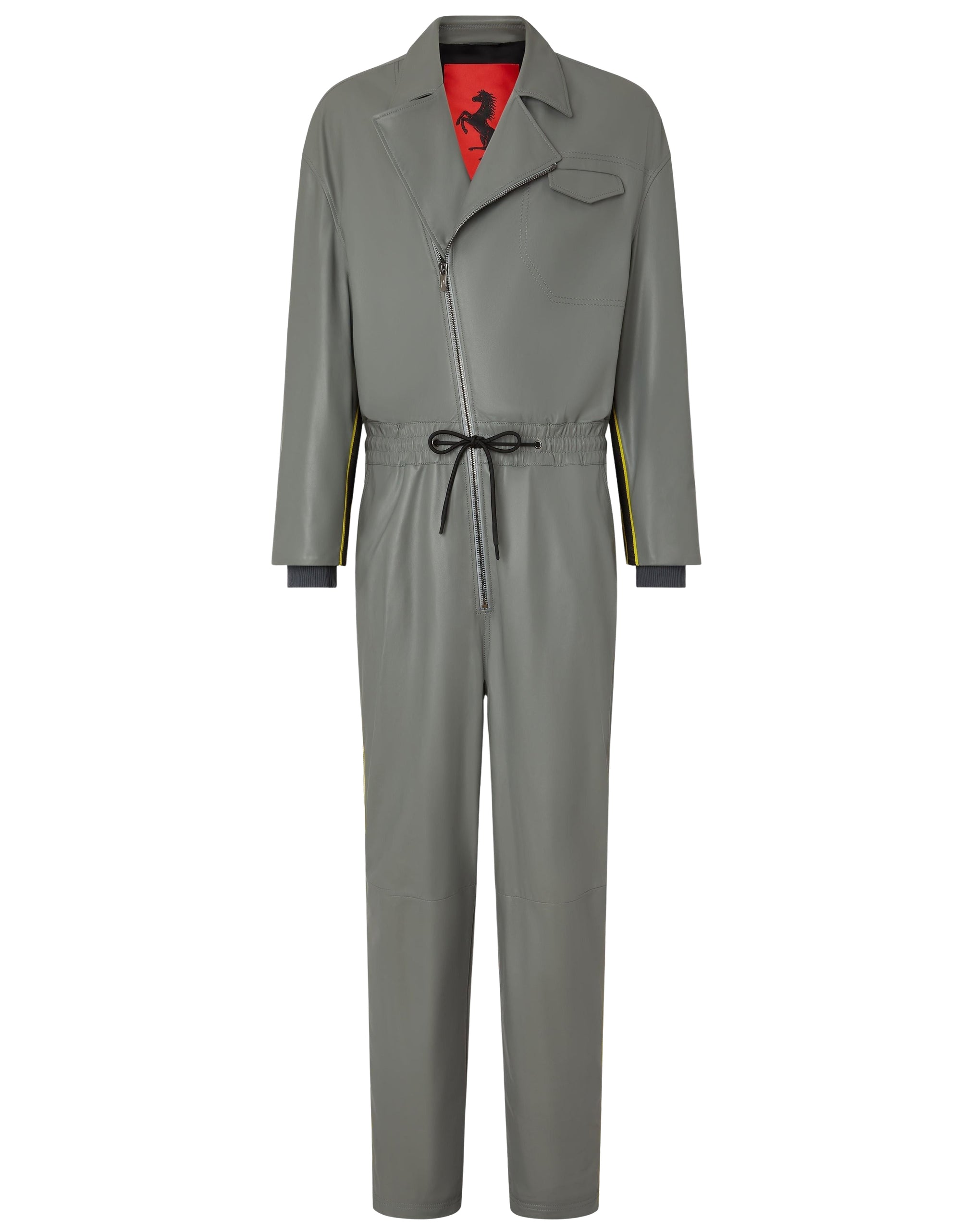 Coverall with leather zip - Grigio