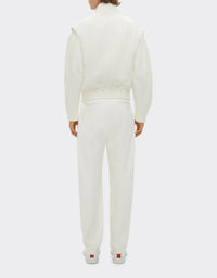 Leather stand-up collar bomber - Bianco