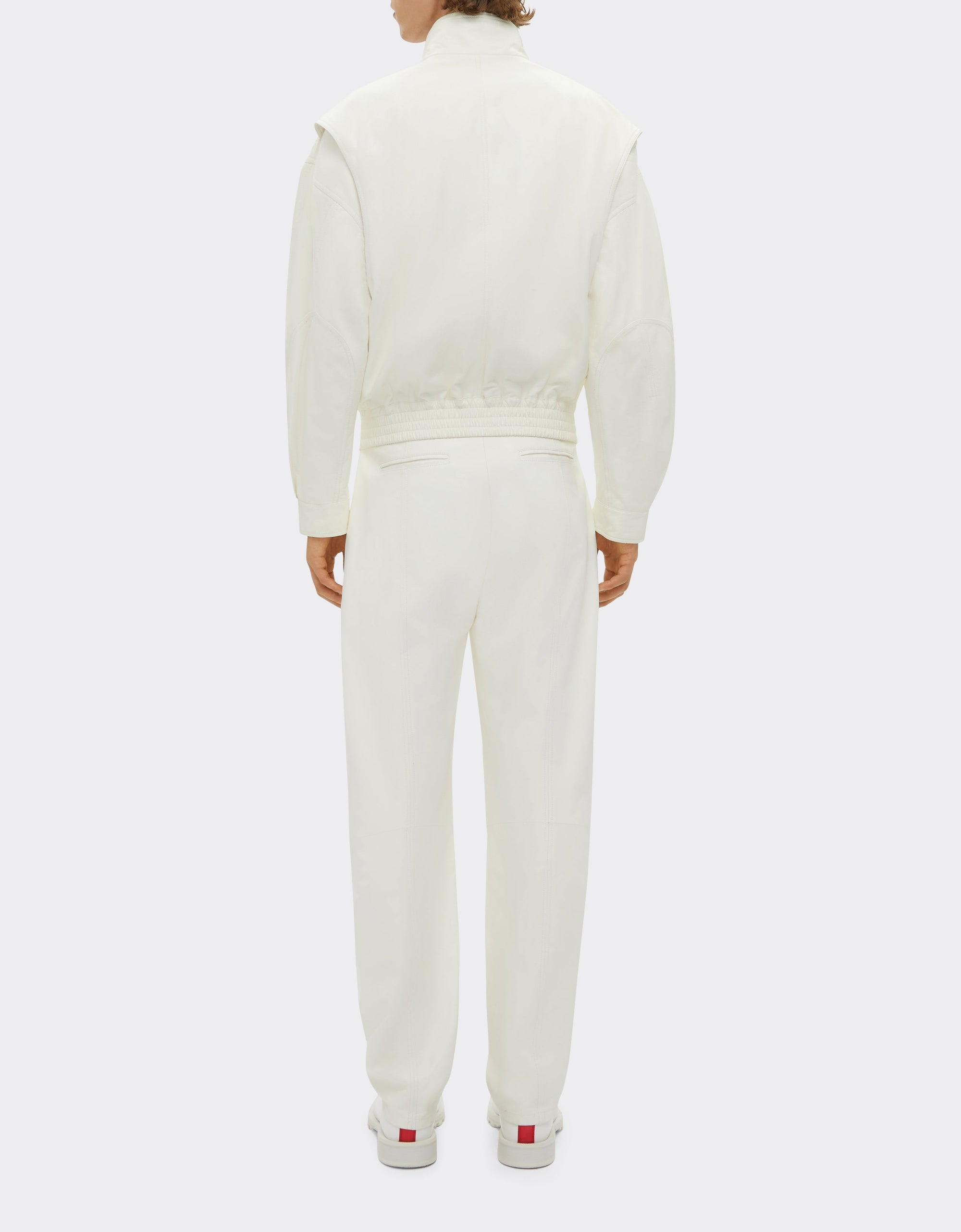 Leather stand-up collar bomber - Bianco