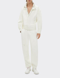 Leather stand-up collar bomber - Bianco