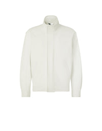 Leather stand-up collar bomber - Bianco