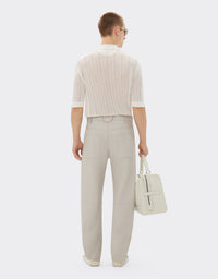 Pantalon chino en cuir nappa - Ecru