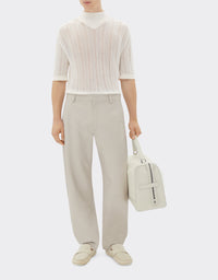 Pantalon chino en cuir nappa - Ecru