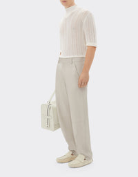 Pantalon chino en cuir nappa - Ecru