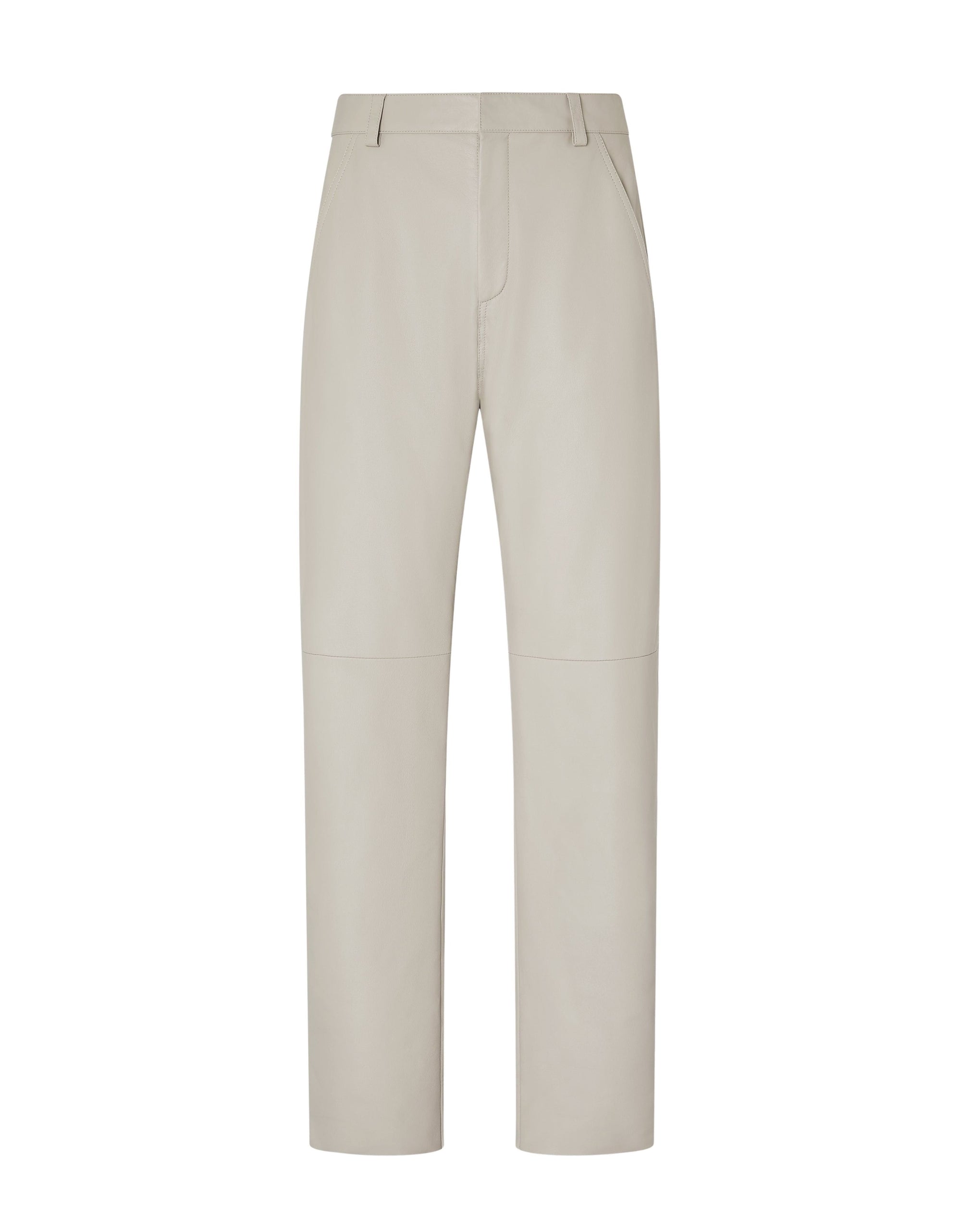Pantalon chino en cuir nappa - Ecru