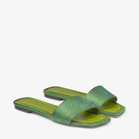 Sandales Clovis plates en satin à cristaux - Matcha & Matcha